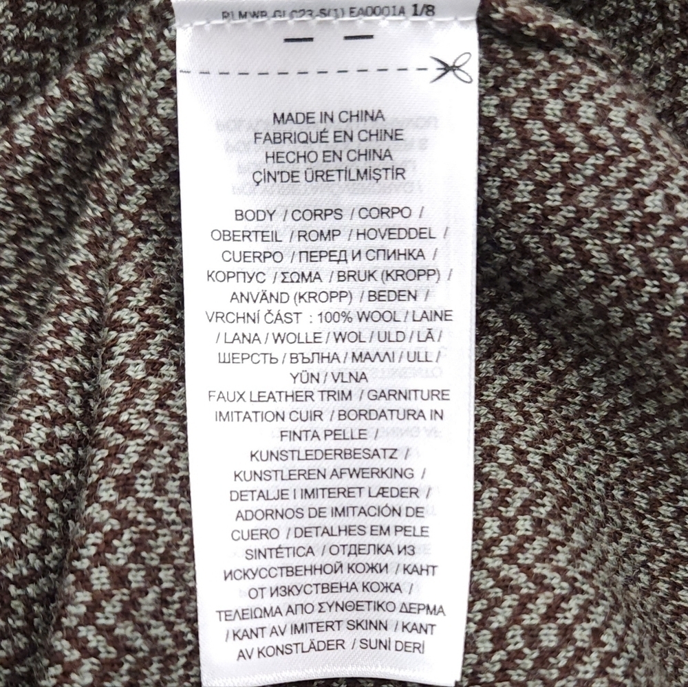 Lauren Ralph Lauren Faux Leather Patch Sweater Dress Wool Herringbone Size 2X - Picture 10 of 10